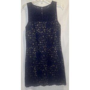 Trina Turk Women’s Blue Floral Lace Sleeveless Scalloped Hem Sheath Dress Sz 4